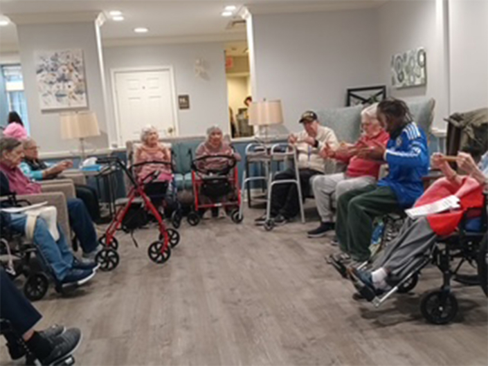 group of seniors in lobby Group Of Seniors In Lobby