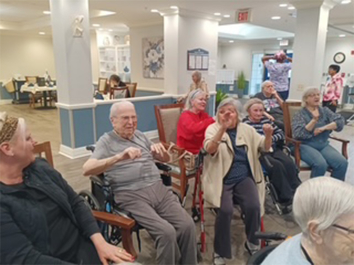 senior group in lobby Senior Group In Lobby