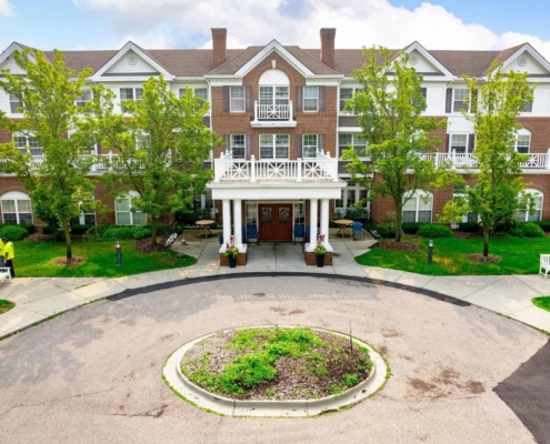 Exterior building of Fairmont Northville senior living center